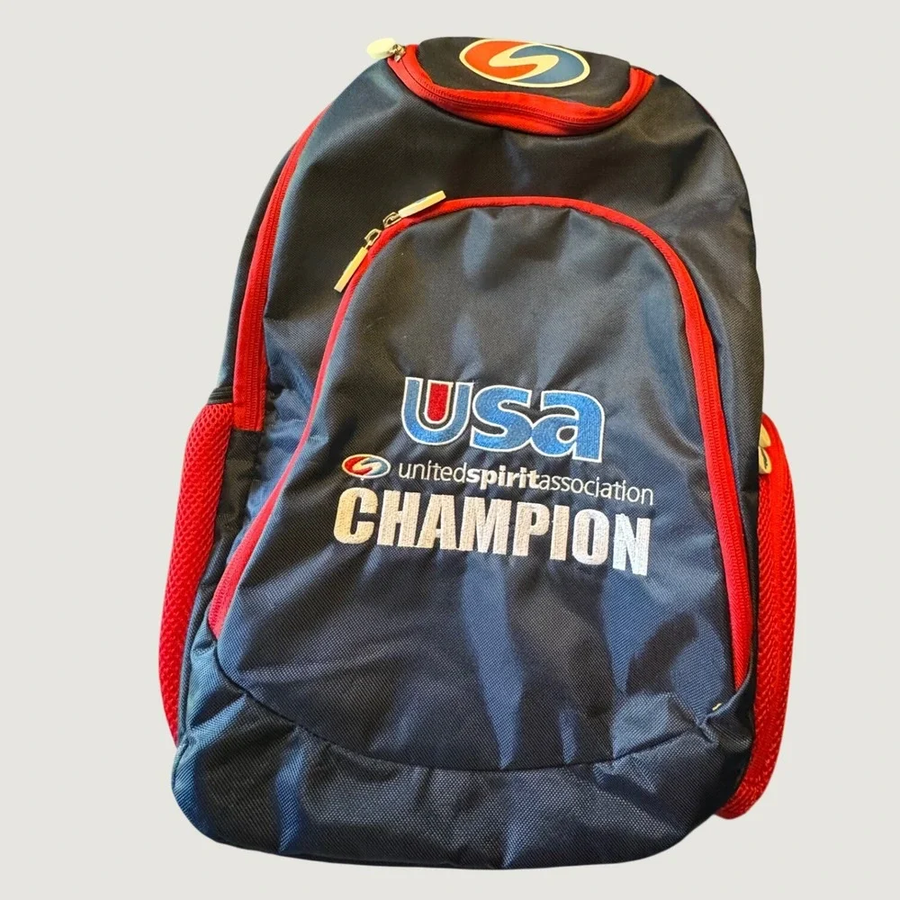 Champion USA United Spirit Association Backpack Navy Blue Red Cheer Gear Bag